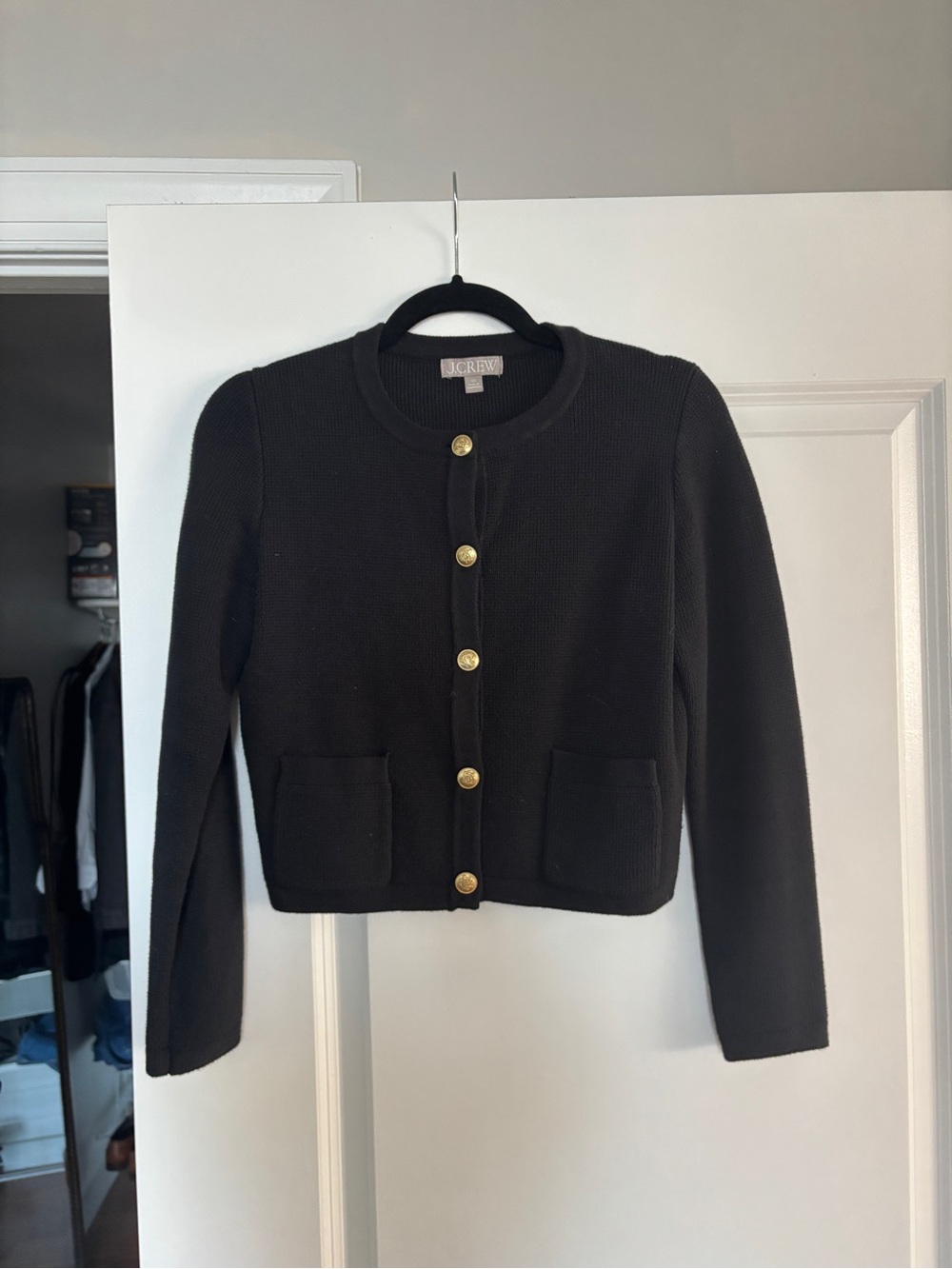 J. Crew Black Knit Button-Front Cardigan Blazer